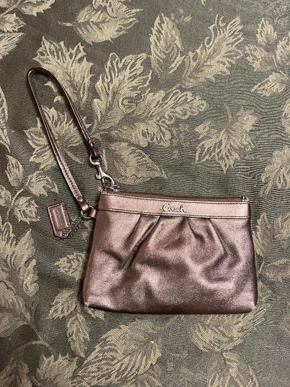 Coach Ashley Pleated Metallic Leather Wristlet